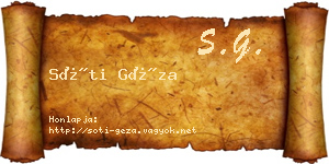 Sóti Géza névjegykártya